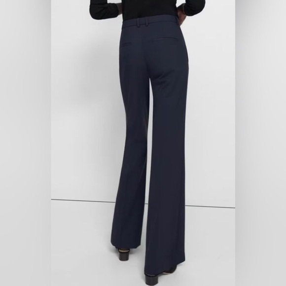 Theory Demetria Wool Blend Pants Nocturne Dark Grey Trousers Size 8 - Picture 2 of 10